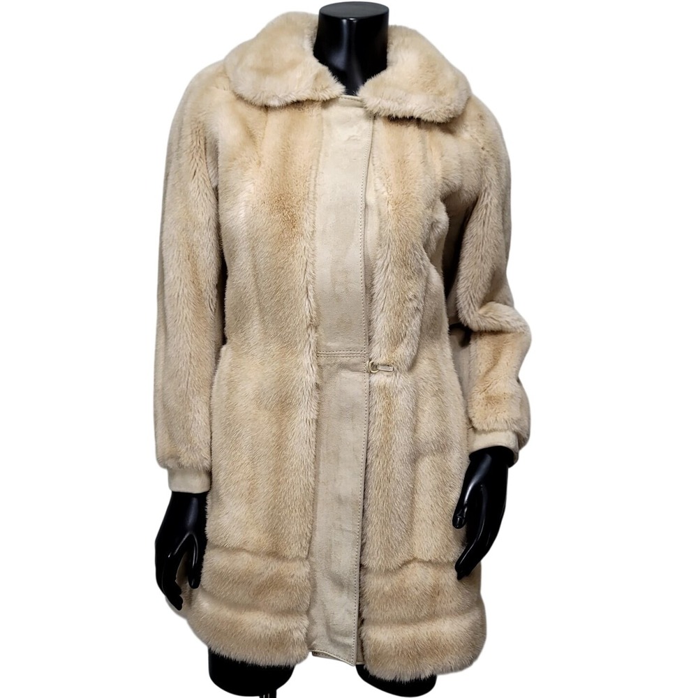 Vintage London Leathers Lilli Ann Faux Fur Suede Coat England 70s Mod Glam‎